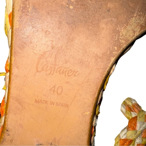 CASTANER | Babar Tricolored Raffia Wedge Espadrilles Sandals Yellow+Orange US 9 - Picture 4 of 6